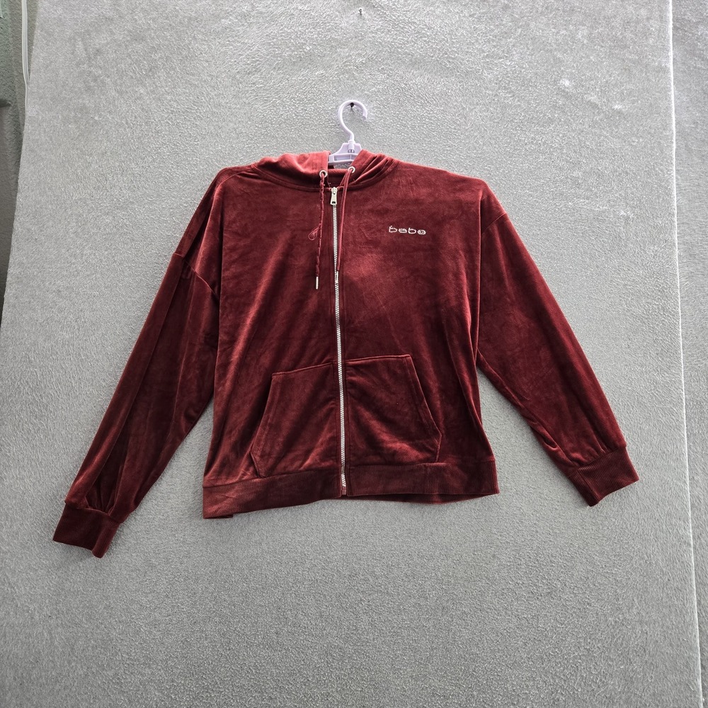 Bebe Sport Women Hoodie XL‎ Red Activewear Zipper Logo Long Sleeve